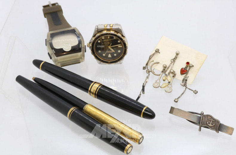 3 Schreibgeräte, 2 Armbanduhren, u.a.