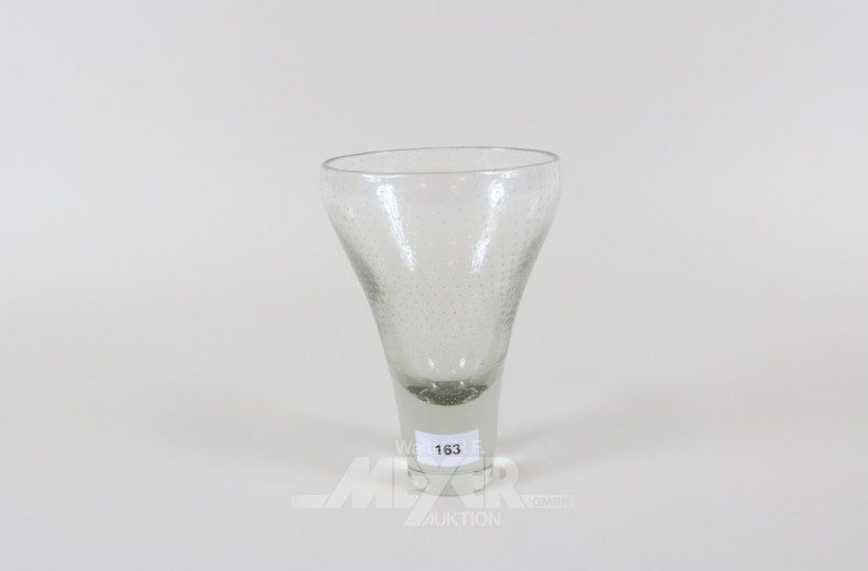 Kristall-Vase, farblos mit Luftblasen,