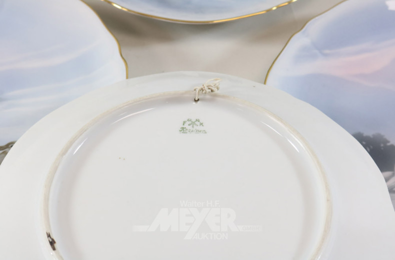 6 Porzellanteller, KAESTNER, ''Wildekor''