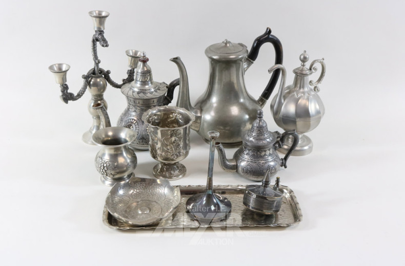 Konvolut Metall- u. Zinndekoration: