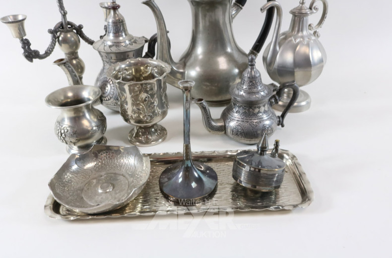 Konvolut Metall- u. Zinndekoration: