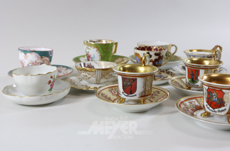 10 Mokkatassen, versch. Manufakturen