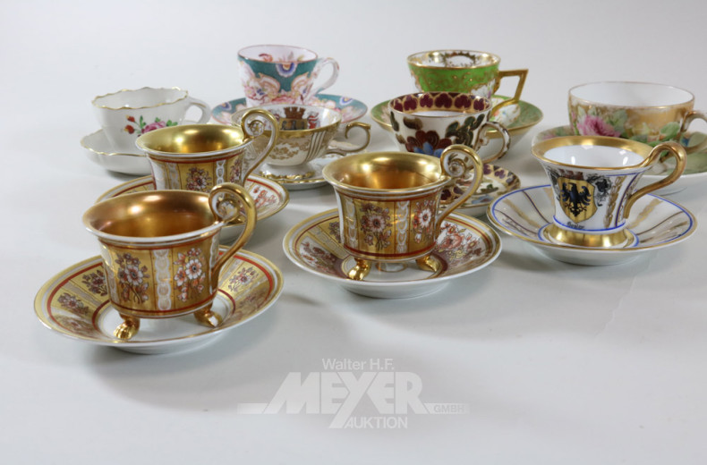 10 Mokkatassen, versch. Manufakturen