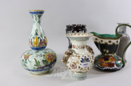5 versch. Keramik und Kristall-Vasen