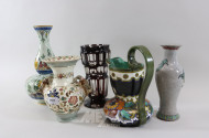 5 versch. Keramik und Kristall-Vasen