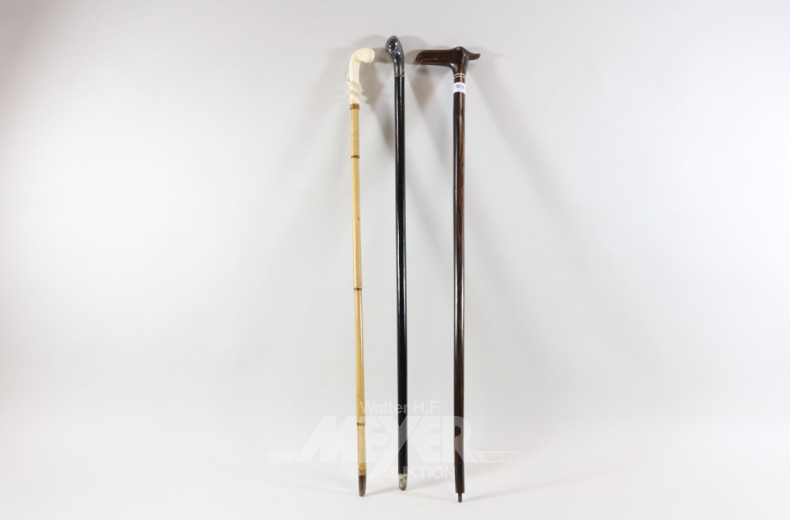 3 versch. Spazierstöcke
