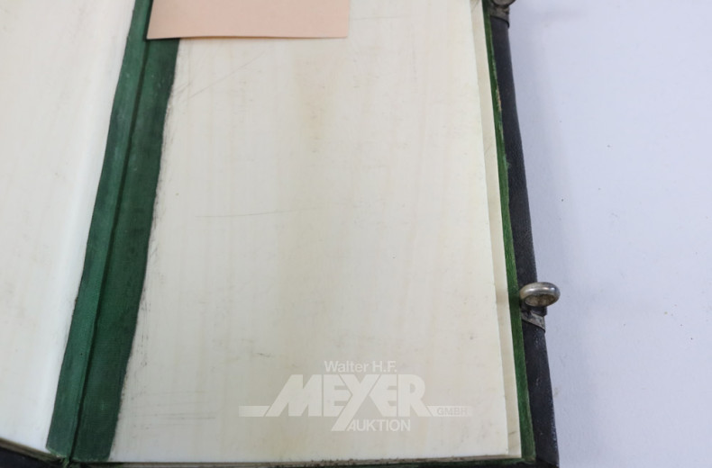 antikes Notizbuch, Leder mit Beschlag,