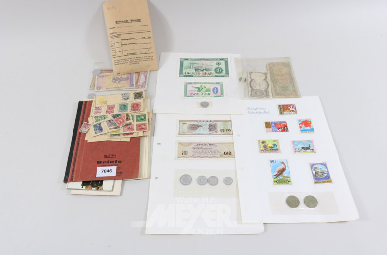 kl. Konvolut Papiergeld, Postkarten