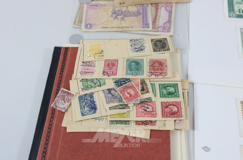 kl. Konvolut Papiergeld, Postkarten