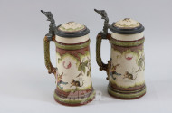 2 Bierkrüge, METTLACH, Keramik