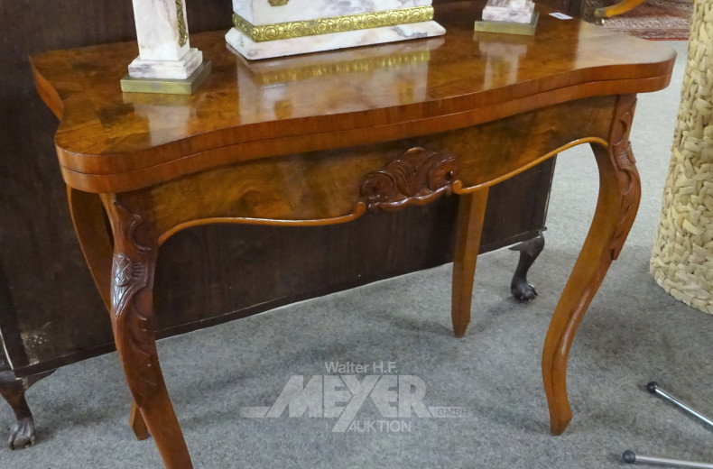 Spieltisch, Mahagoni/Wurzelholz