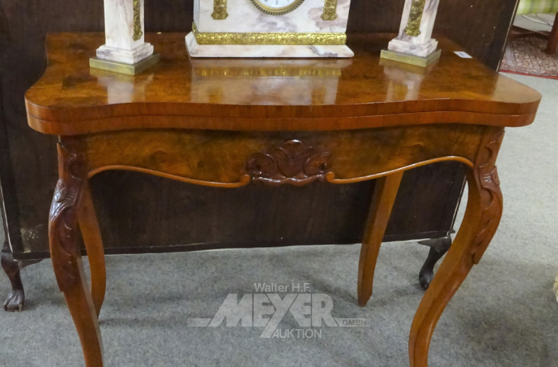 Spieltisch, Mahagoni/Wurzelholz