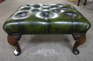 Fußhocker, Mahagoni mit Leder grün