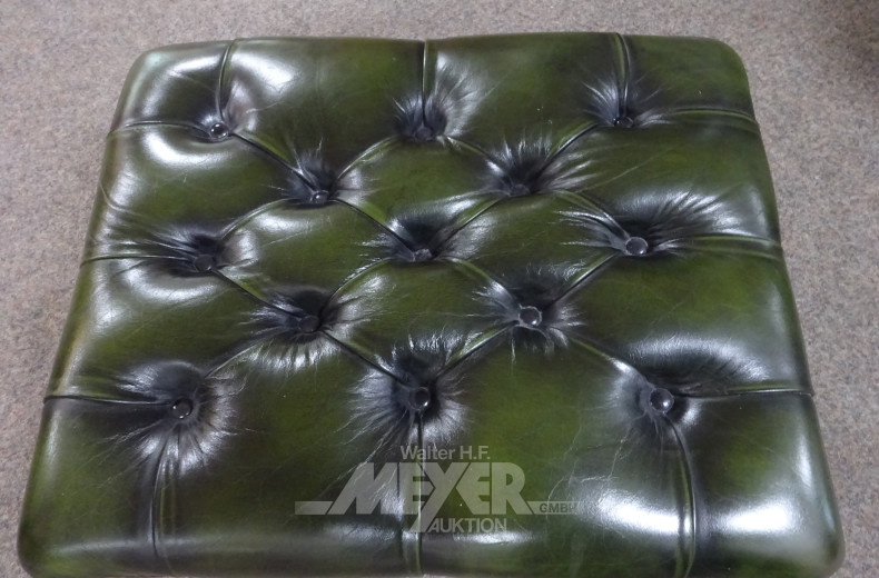Fußhocker, Mahagoni mit Leder grün