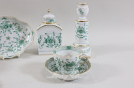 6 Teile Porzellan, MEISSEN, ind. grün: