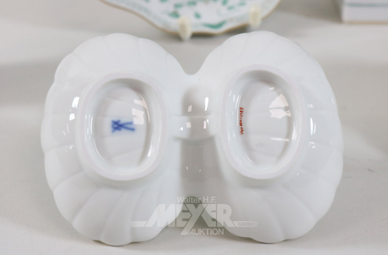 6 Teile Porzellan, MEISSEN, ind. grün: