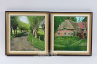 Paar Gemälde ''Gehöft und Allee'',