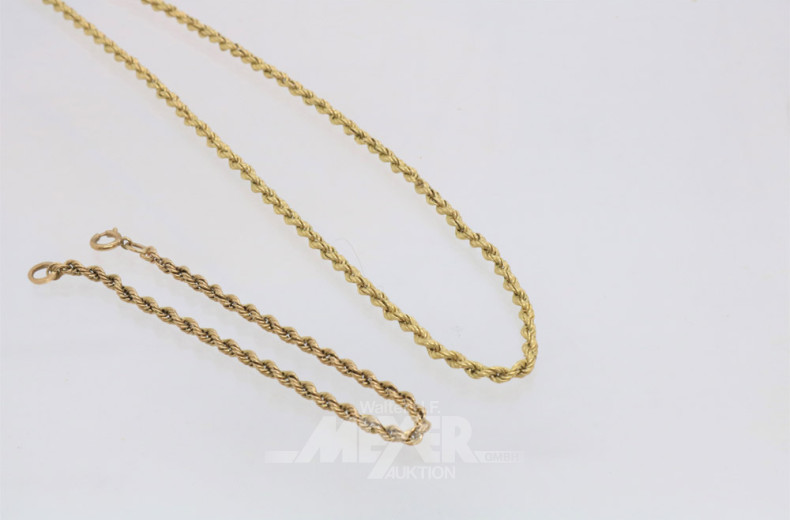 Kordelkette, 333er GG, mit Armband,