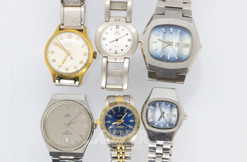 7 Armbanduhren und 1 Posten Münzen