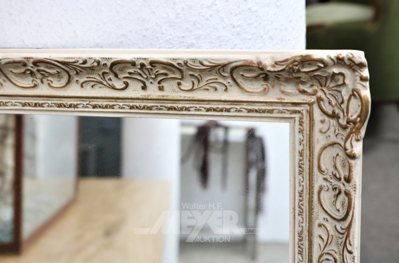 Wandspiegel, Holzrahmen, beige mit