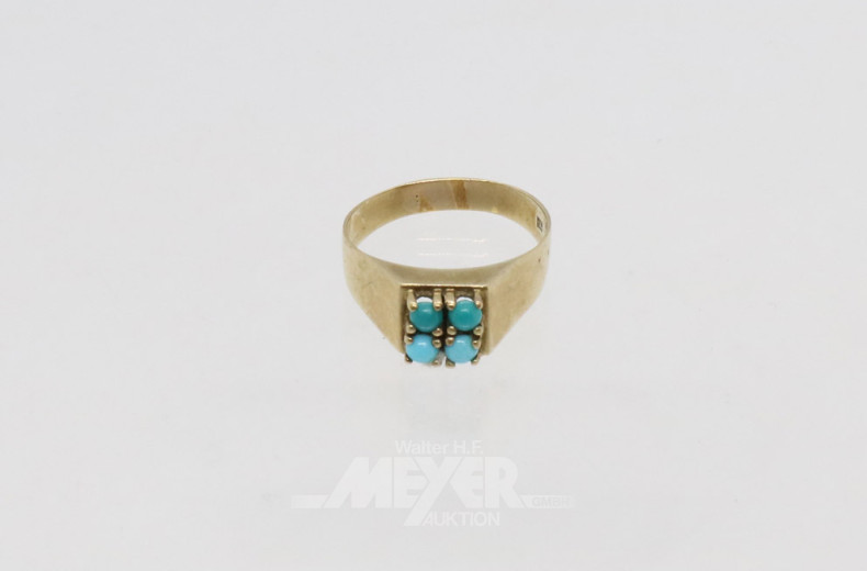 Damenring, 333er GG, mit Türkisen