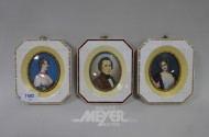 3 Miniaturen ''Damen- u. Herrenportraits''