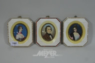 3 Miniaturen ''Damen- u. Herrenportraits''