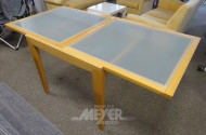 Tisch, Buche mit Milchglas, ca. 85x85