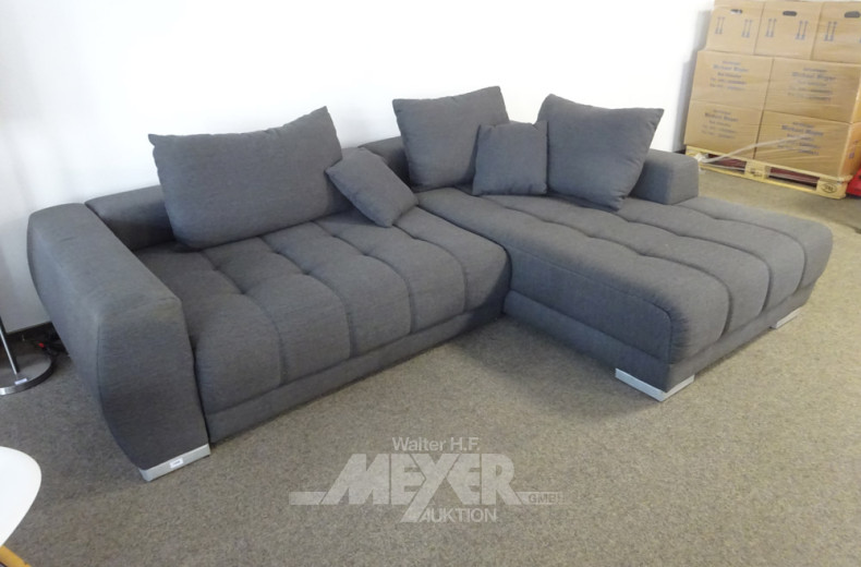 Ecksofa, Polster: grau, Füße: Alu-Optik