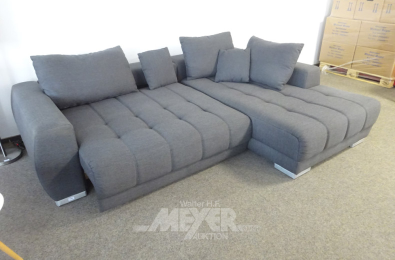 Ecksofa, Polster: grau, Füße: Alu-Optik