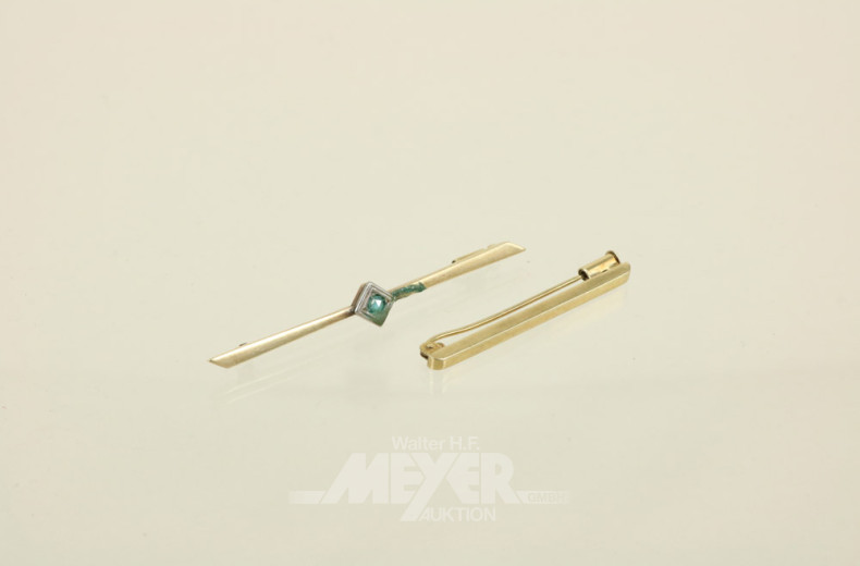 2 Anstecknadeln, 585er GG