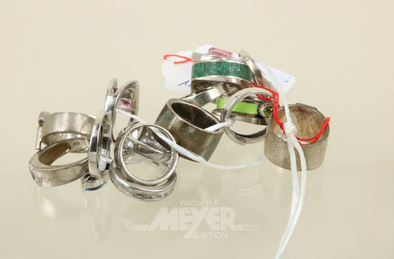 18 Ringe, Silber u. Stahl