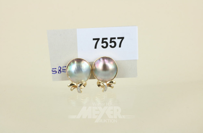 Paar Ohrringe, 585er GG,