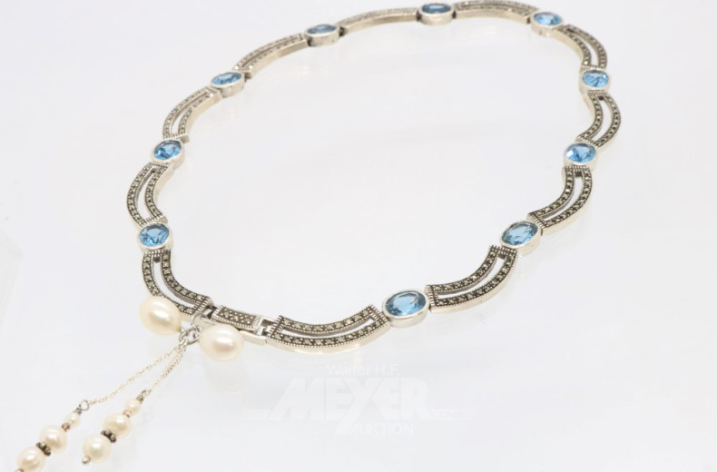 Collier, 925er Silber mit Markasiten u.