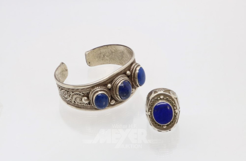 Armreif und Ring, Silber