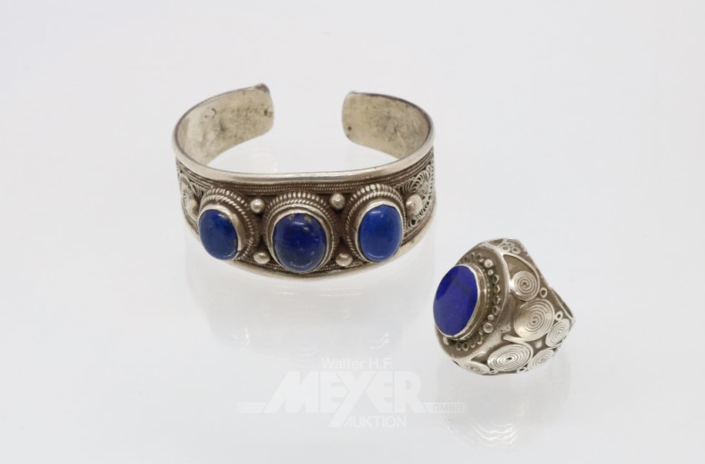 Armreif und Ring, Silber