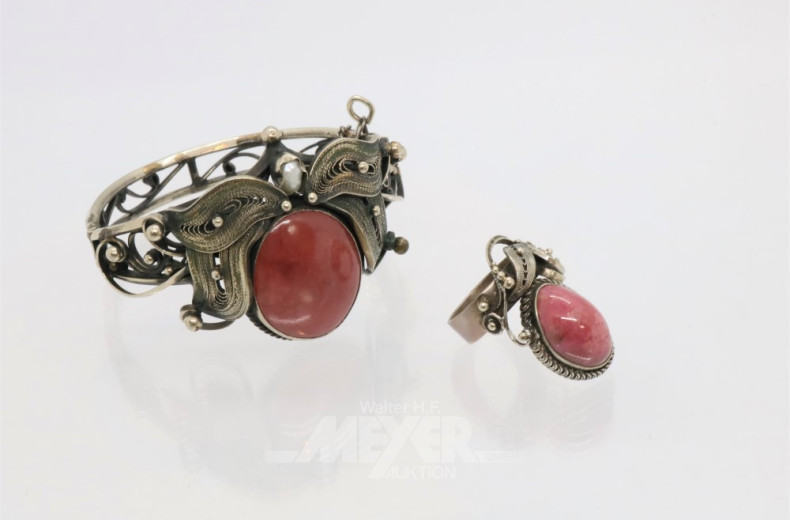 Armreif und Ring, Silber