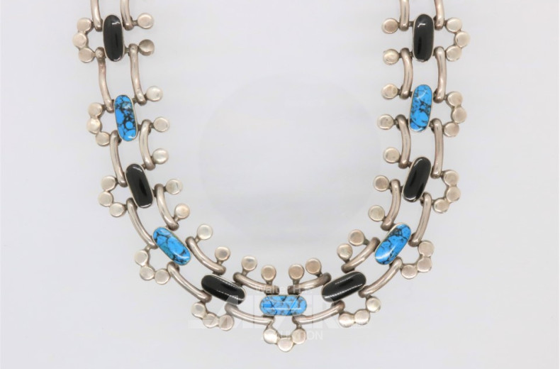 Collier, 925er Silber mit Farbelementen,