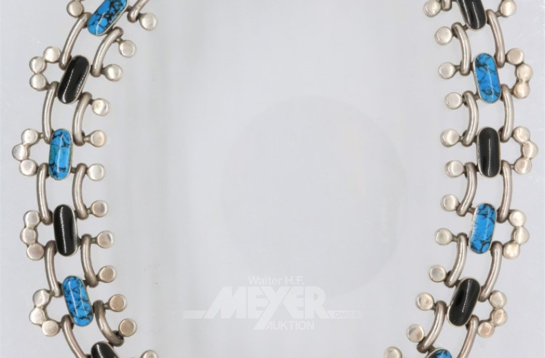 Collier, 925er Silber mit Farbelementen,