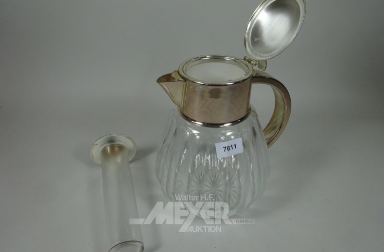 Kristall-Saftkanne mit Metall-Montierung