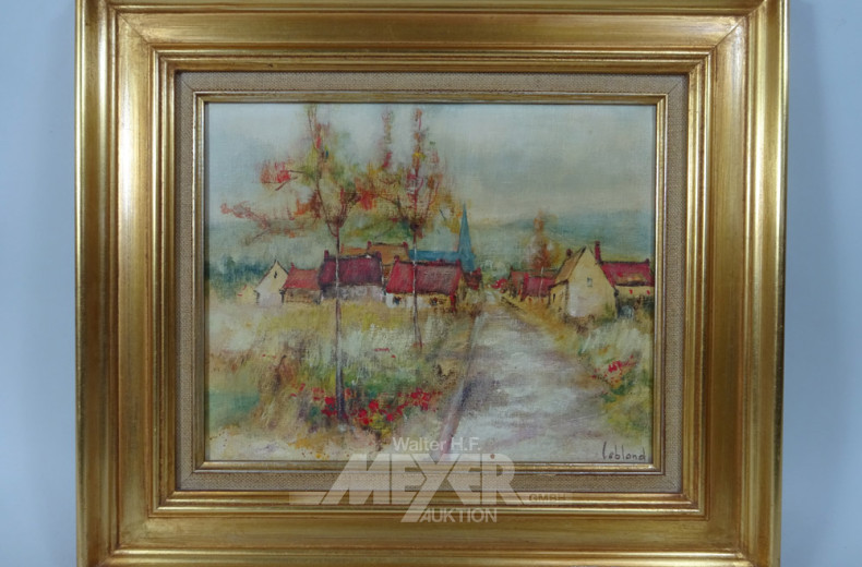 kl. Gemälde '' Dorfansicht'',