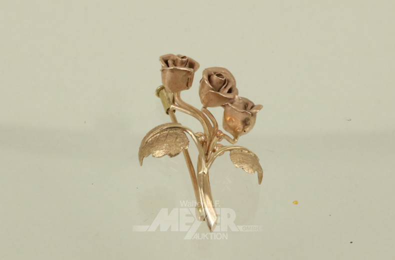 Rosenbrosche, 585er GG, ca. 7 g