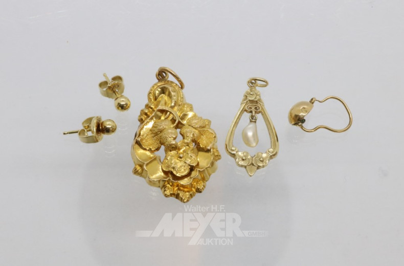 Paar Ohrstecker, 585er GG,