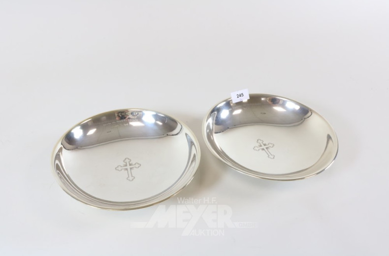 2 Taufschalen mit Standfuß, 830er Silber