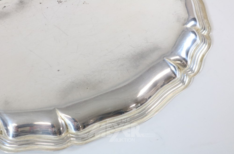 kl. ovales Tablett, 835er Silber,