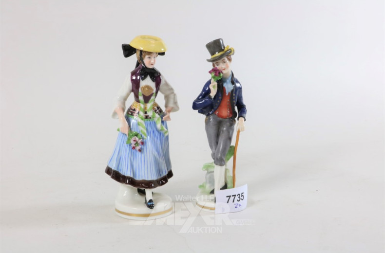 2 Porzellanfiguren ''Trachtenpaar''