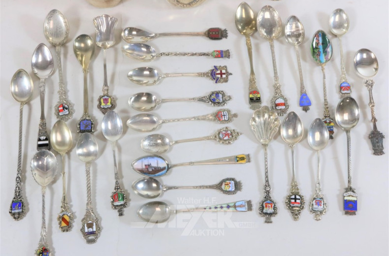 Sammlung Andenkenlöffel, tlw. Silber