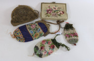 5 alte Perlen/Petidpoin-Stickereitaschen,