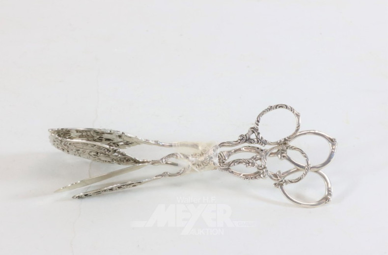 2 Gebäckheber, 800/835er Silber,