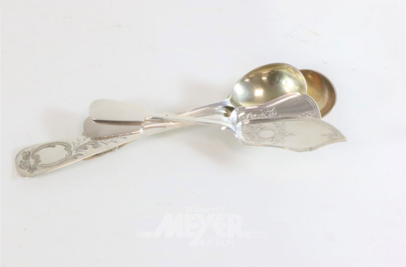 5 Vorlegebesteckteile, 800er Silber